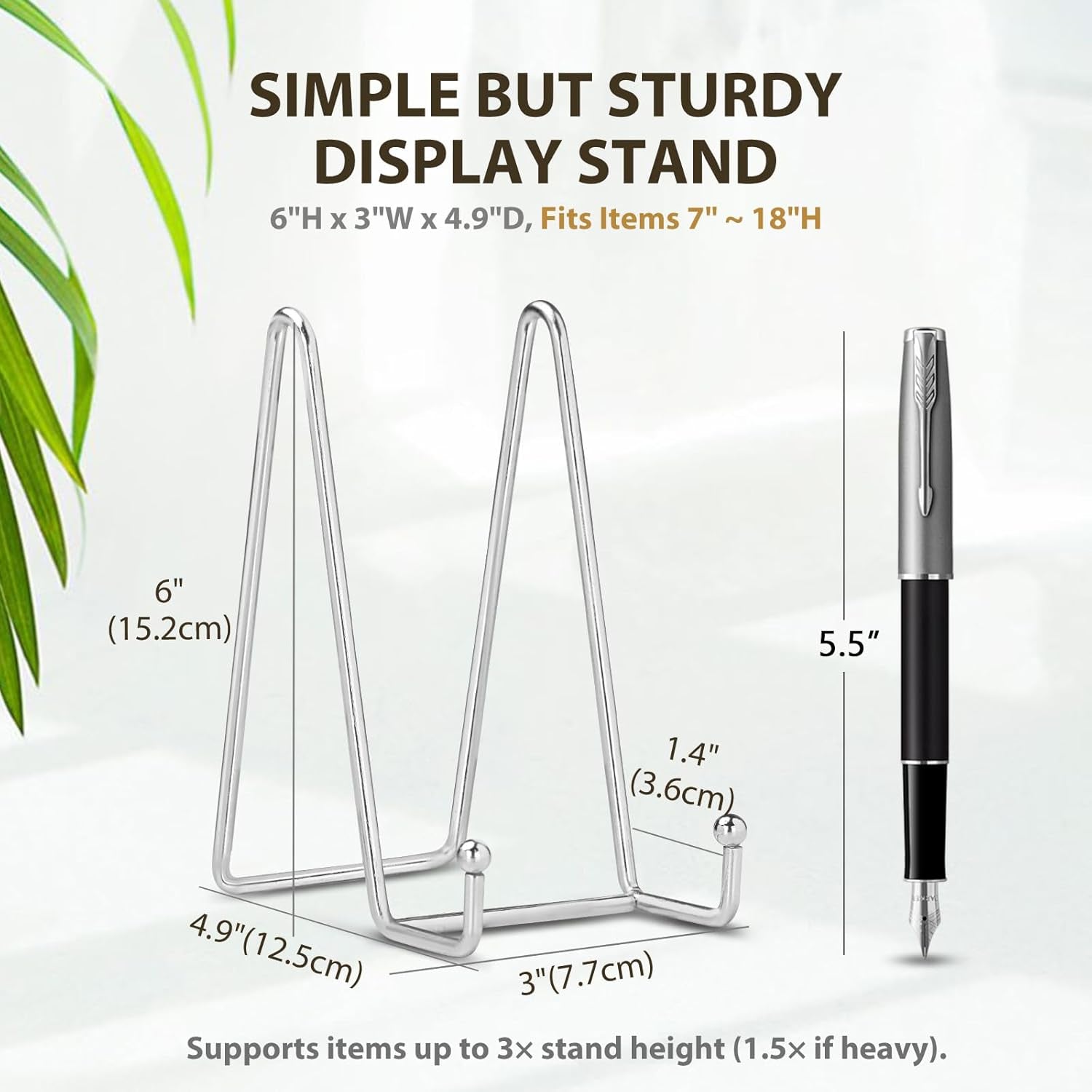 Plate Stands for Display - 6 Inch Metal Easels 4 Pack - Sturdy Tabletop Holders for Decorative Plates, Picture Frames, Books, Tablets, Vinyl Records & More - Silver