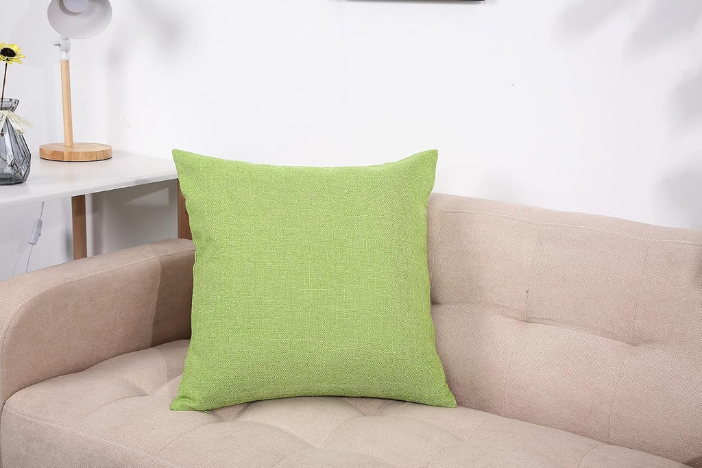 Heavy Lined Imitation Linen Cushion Cover, Throw Pillow Cover, Decorative Pillow Covers, Indoor/Outdoor Pillows Shells, Cushion Cover - (12" X 12", Apple Green)