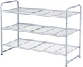 3-Tier Stackable Shoe Rack, Expandable & Adjustable Shoe Shelf Storage Organizer, Wire Grid, Silver