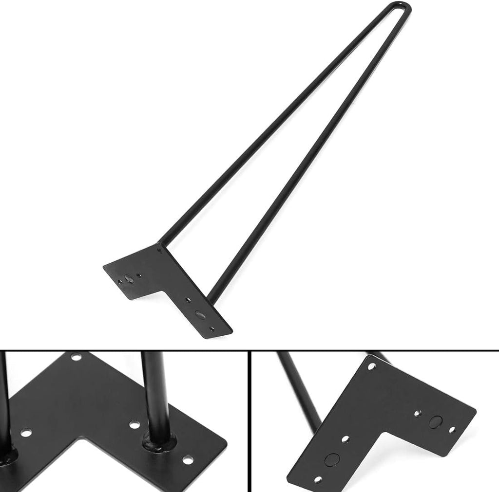 Metal Hairpin Table Legs 16 Inch, Replacement Furniture Pin Legs Set of 4 for DIY Coffee Tables, Modern Desks, Night Stands, Etc with Heavy Duty Iron and Mid-Century Industrial Design, Black