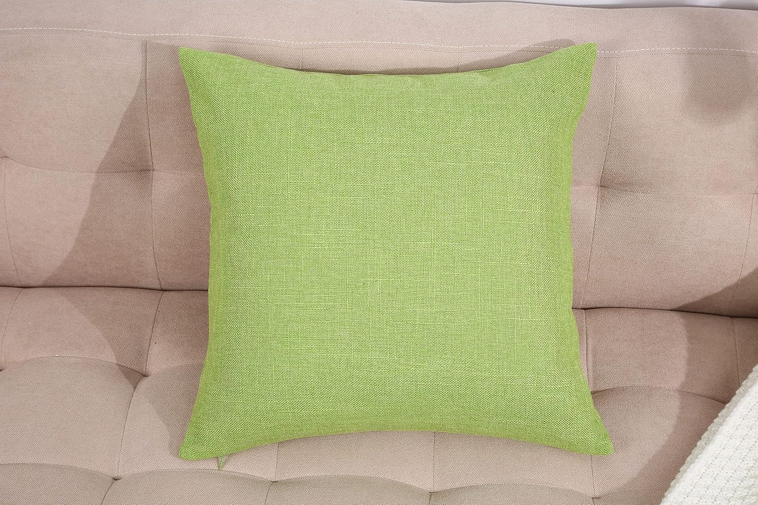 Heavy Lined Imitation Linen Cushion Cover, Throw Pillow Cover, Decorative Pillow Covers, Indoor/Outdoor Pillows Shells, Cushion Cover - (12" X 12", Apple Green)