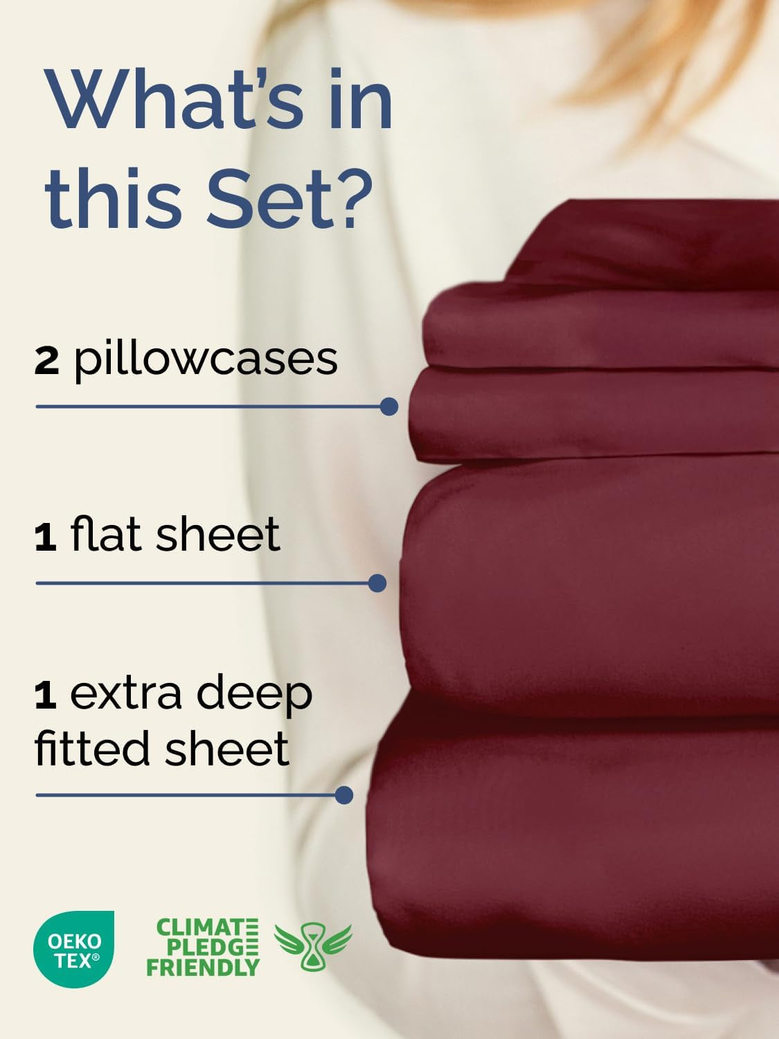 Extra Deep Twin Sheet Set - 4 Piece Breathable & Cooling Sheets - Hotel Luxury Bed Sheets Set - Easy & Secure Fit - Soft, Wrinkle Free & Comfy Sheets Set - Burgundy Sheet Set with Extra Deep Pockets