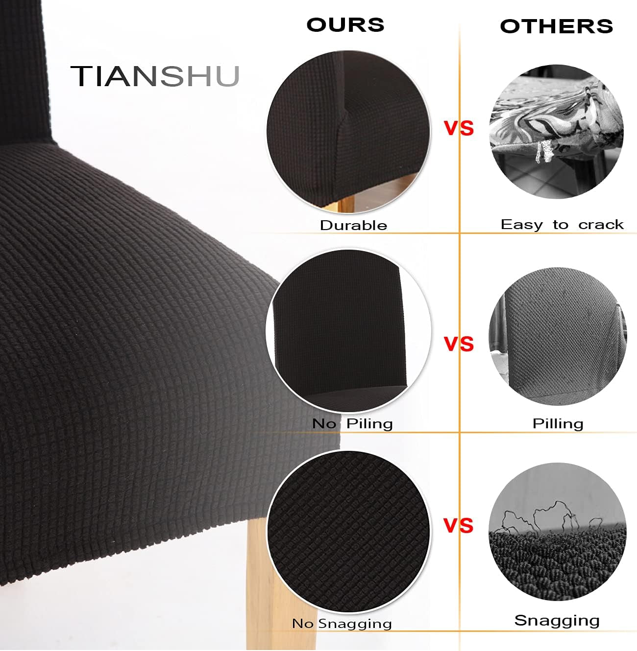 Stretch Chair Covers for Dining Room Set of 2, Dining Room Chair Covers for Home Decor, Removable Dining Chair Cover Antislip Kitchen Chair Cover Parson Chair Slipcover(2 Pack, Black)