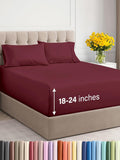 Extra Deep Twin Sheet Set - 4 Piece Breathable & Cooling Sheets - Hotel Luxury Bed Sheets Set - Easy & Secure Fit - Soft, Wrinkle Free & Comfy Sheets Set - Burgundy Sheet Set with Extra Deep Pockets