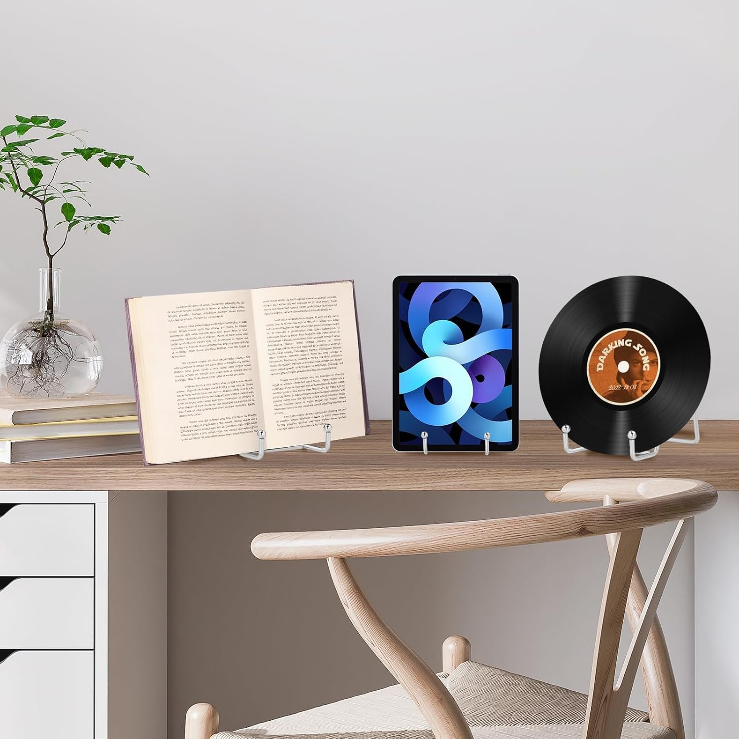 Plate Stands for Display - 6 Inch Metal Easels 4 Pack - Sturdy Tabletop Holders for Decorative Plates, Picture Frames, Books, Tablets, Vinyl Records & More - Silver