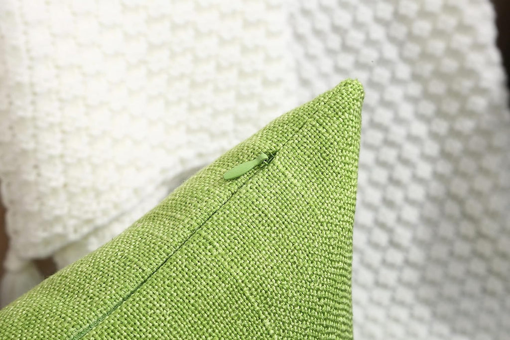 Heavy Lined Imitation Linen Cushion Cover, Throw Pillow Cover, Decorative Pillow Covers, Indoor/Outdoor Pillows Shells, Cushion Cover - (12" X 12", Apple Green)