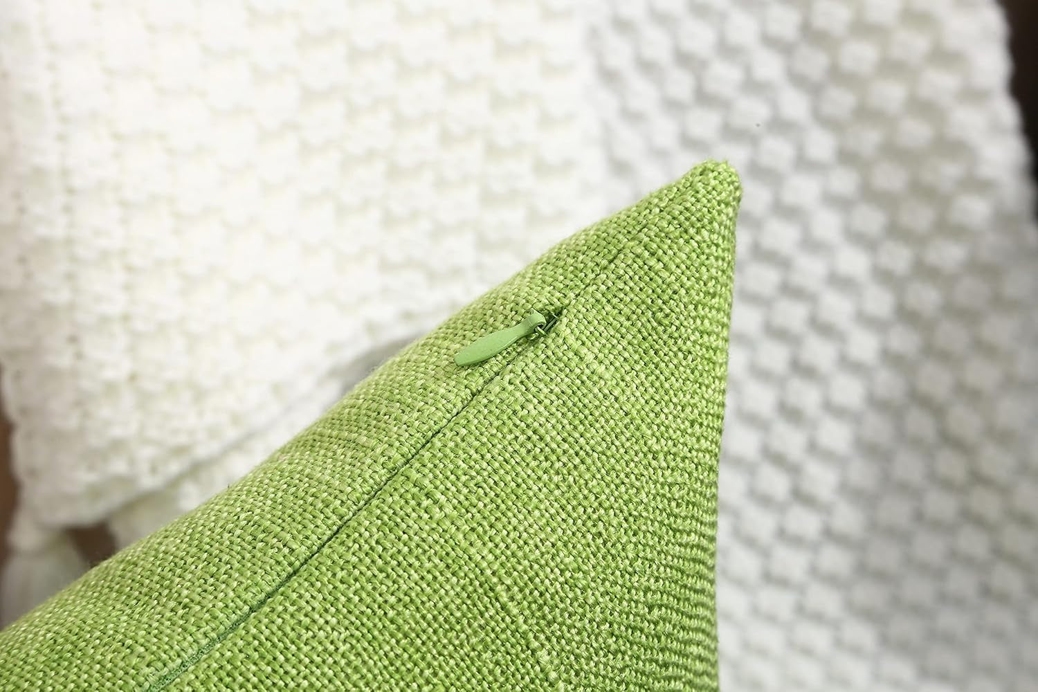 Heavy Lined Imitation Linen Cushion Cover, Throw Pillow Cover, Decorative Pillow Covers, Indoor/Outdoor Pillows Shells, Cushion Cover - (12" X 12", Apple Green)