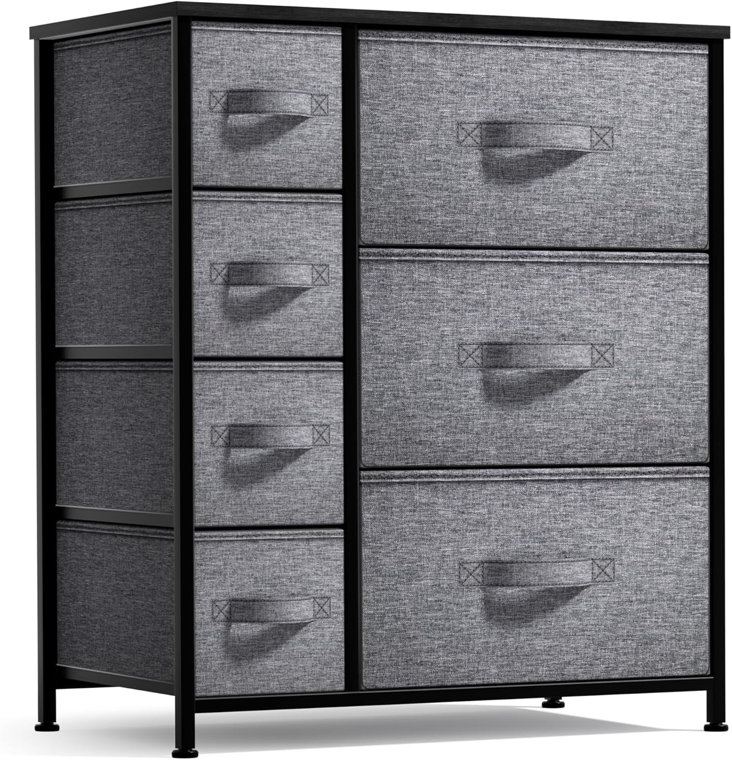 Dresser with 7 Drawers - Chest Organizer Tower Unit with Steel Frame, Wood Top, Easy Pull Fabric Bins - Storage Furniture for Bedroom, Hallway, Closet & Office Organization