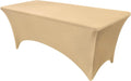 Fitted Tablecloth Beige Table Clothes for 4 Foot Rectangle Table - Elastic Spandex Massage Bed Cover for Party, Wedding, Birthday, Banquet, Vendor