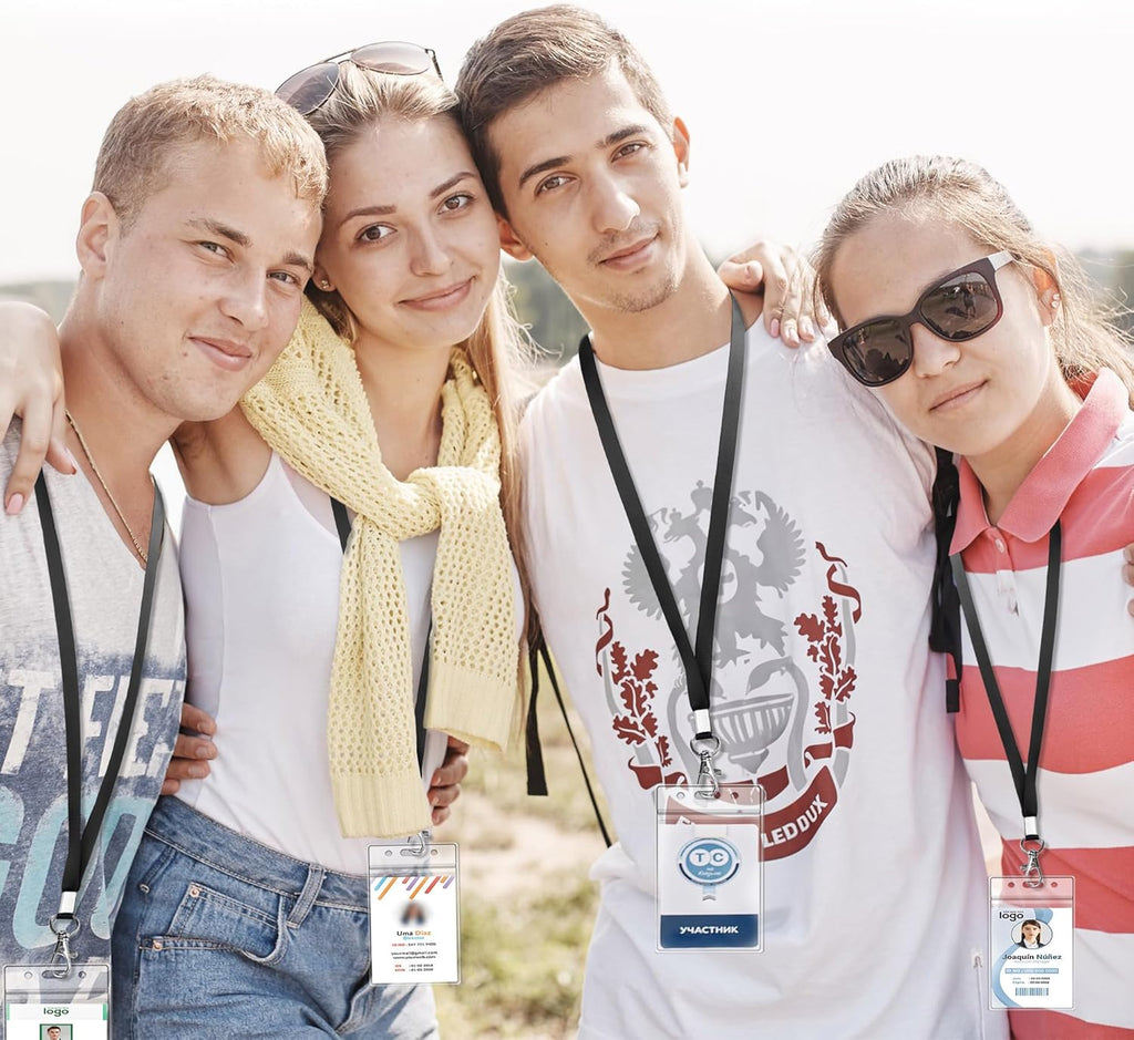 Cruise Lanyard for Ship Cards, 50 Pack, Lanyards with ID Holder, Black