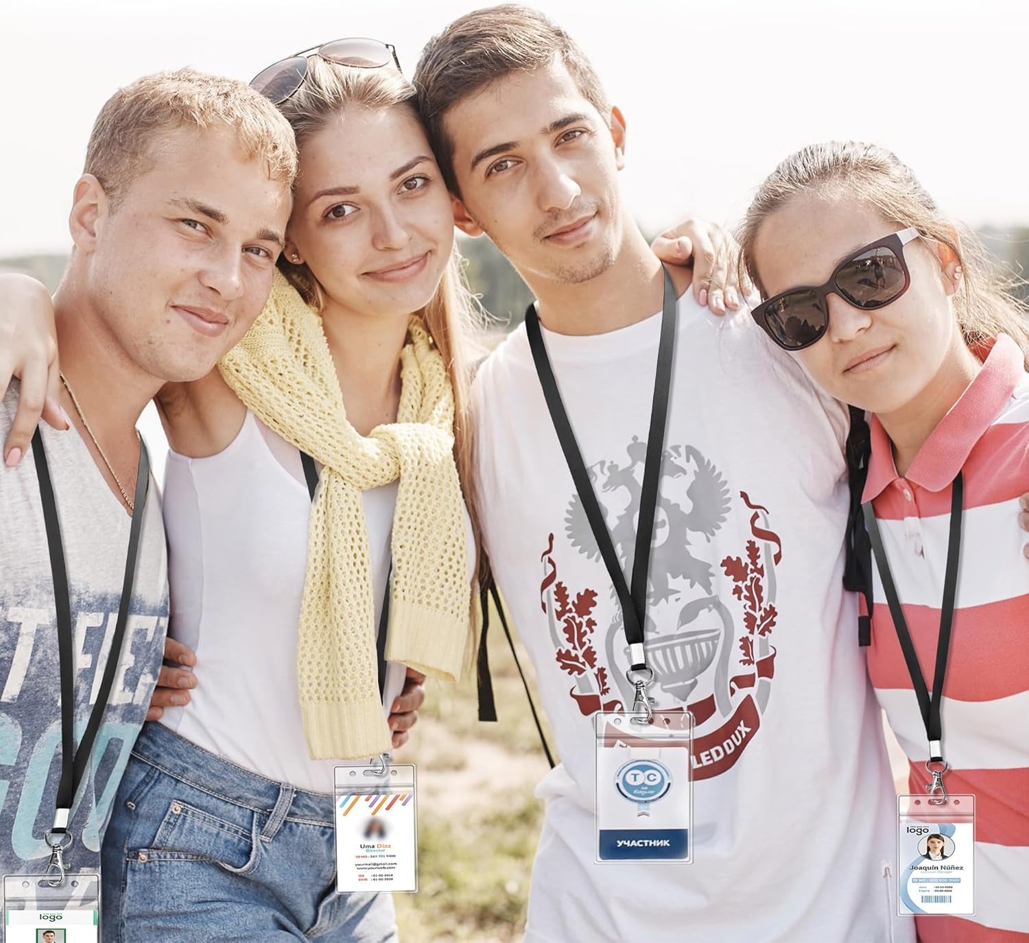 Cruise Lanyard for Ship Cards, 50 Pack, Lanyards with ID Holder, Black