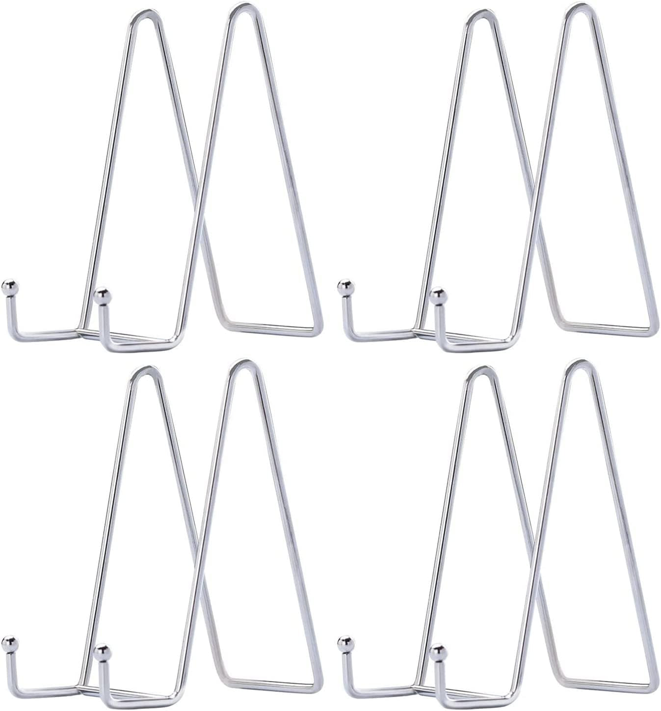 Plate Stands for Display - 6 Inch Metal Easels 4 Pack - Sturdy Tabletop Holders for Decorative Plates, Picture Frames, Books, Tablets, Vinyl Records & More - Silver