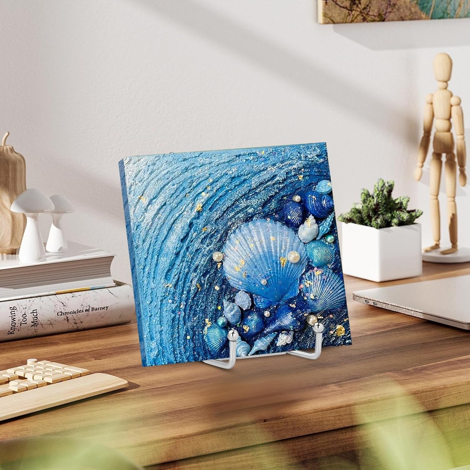 Plate Stands for Display - 6 Inch Metal Easels 4 Pack - Sturdy Tabletop Holders for Decorative Plates, Picture Frames, Books, Tablets, Vinyl Records & More - Silver