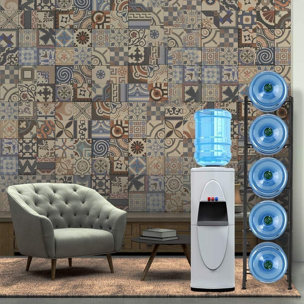 Water Cooler Jug Rack, 5-Tier Heavy Duty Water Bottle Holder Storage Rack for 5 Gallon Water Dispenser, save Space (Black)…