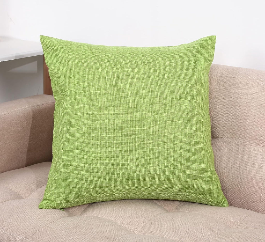 Heavy Lined Imitation Linen Cushion Cover, Throw Pillow Cover, Decorative Pillow Covers, Indoor/Outdoor Pillows Shells, Cushion Cover - (12" X 12", Apple Green)