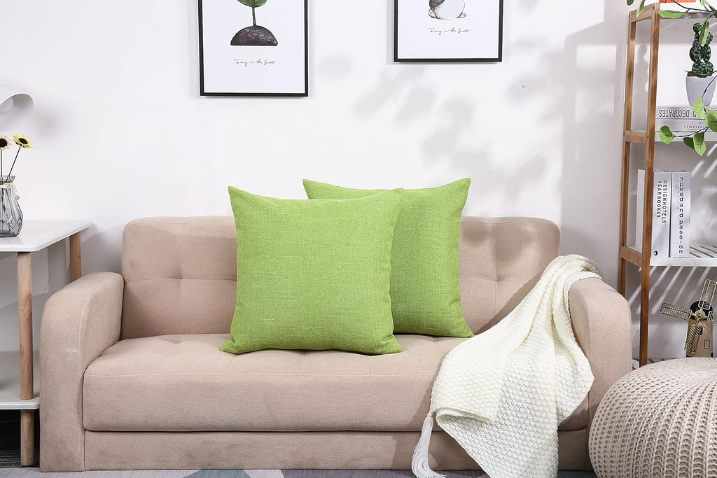 Heavy Lined Imitation Linen Cushion Cover, Throw Pillow Cover, Decorative Pillow Covers, Indoor/Outdoor Pillows Shells, Cushion Cover - (12" X 12", Apple Green)